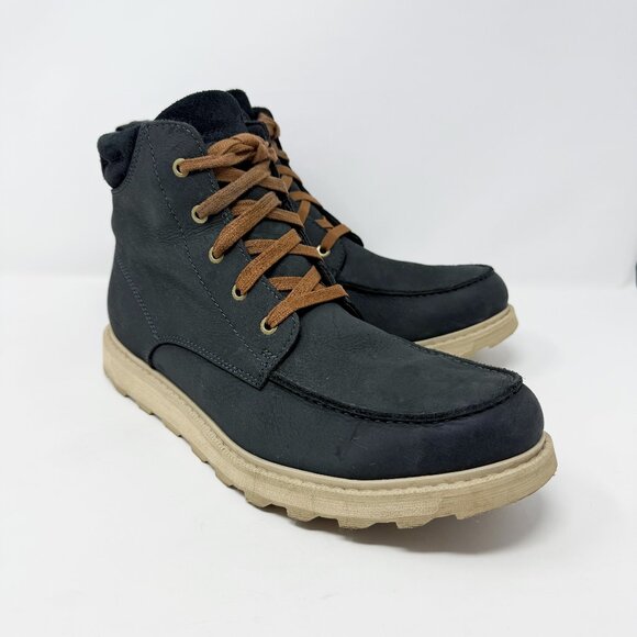 Sorel Charcoal Gray Oiled Leather Lace Up Boots Men's Size 11 EUC Waterproof - Picture 1 of 11